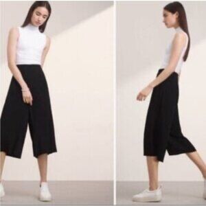 Aritzia Babaton Black Wide Leg Luiz Culottes Cropped M